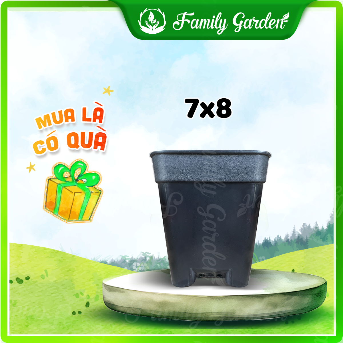 Chậu nhựa đen Thakico - Vuông - Size nhỏ 7x8cm | Độc quyền Family Garden