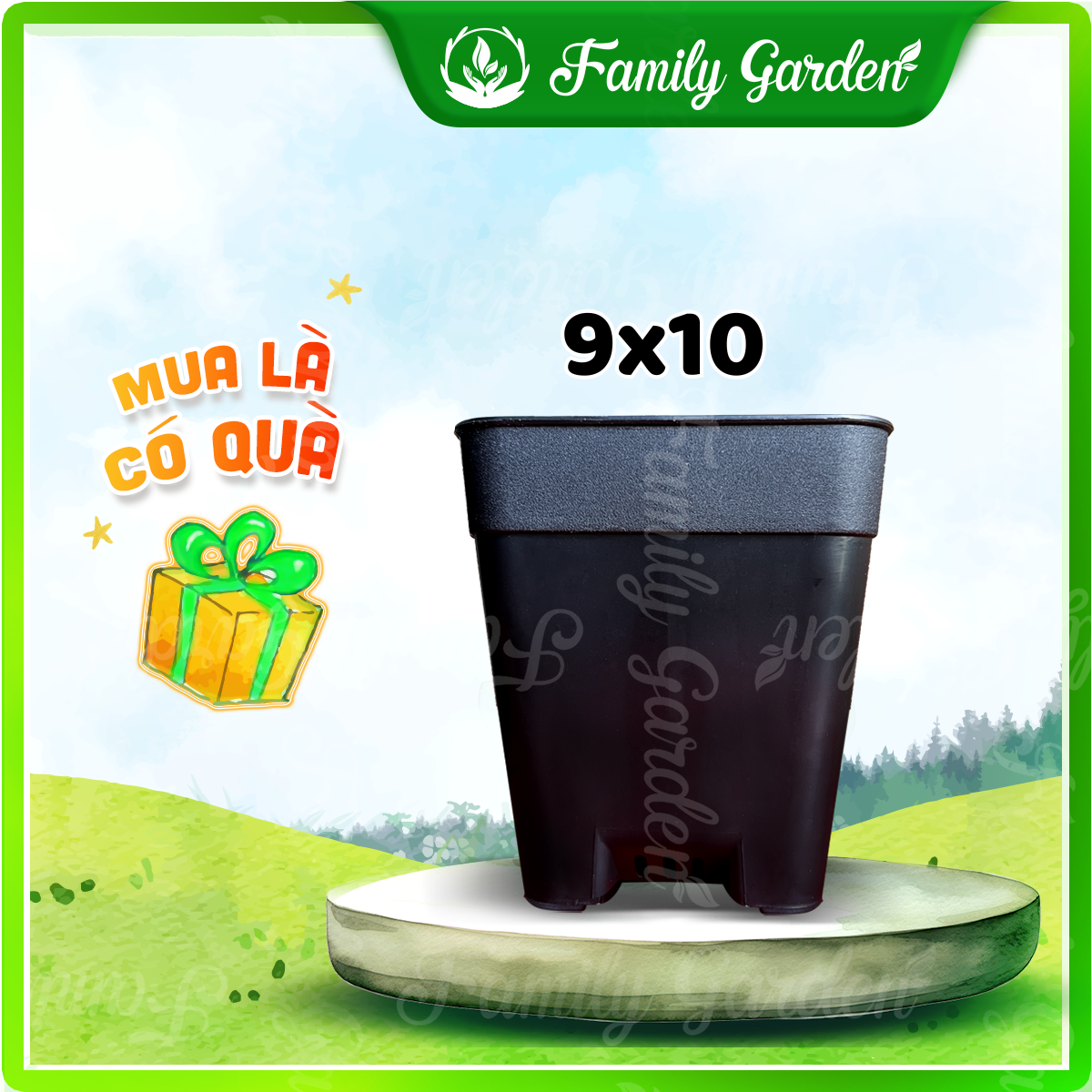 Chậu nhựa đen Thakico - Vuông - Size nhỏ 9x10cm | Độc quyền Family Garden
