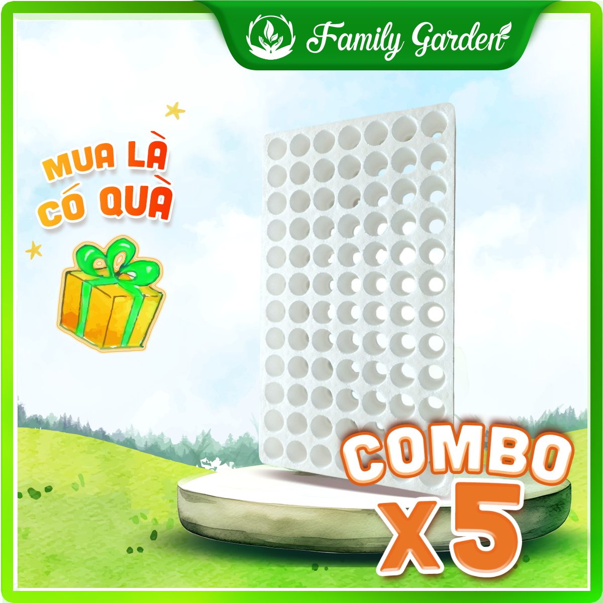 Combo 5 khay xốp ươm hạt 84 lỗ - Độc quyền Family Garden