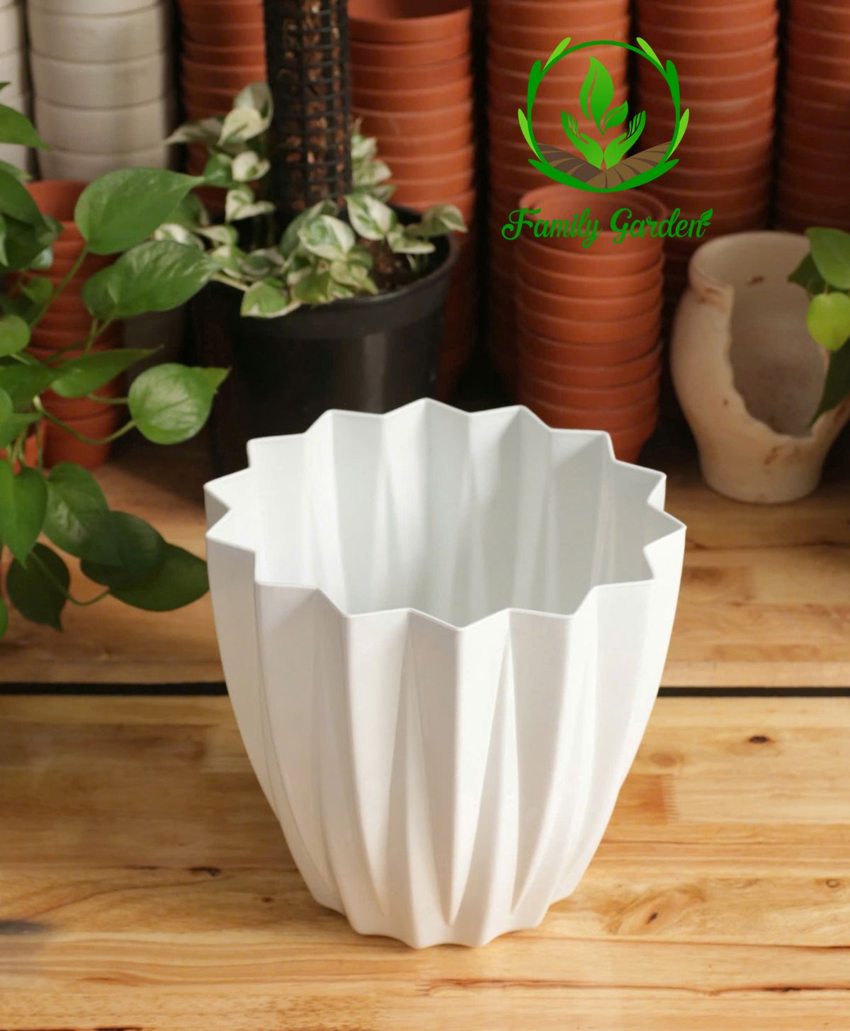 Thiết kế nhỏ gọn với gân sọc hình kim cương rất ấn tượng, thích hợp trồng những loại cây hoa, cây kiểng