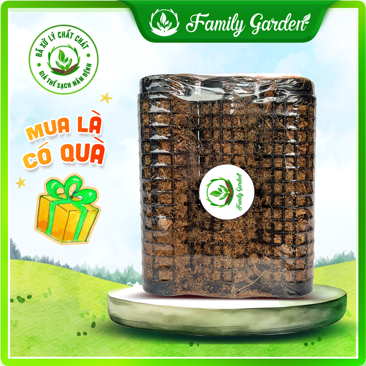 Combo 3 Trụ nhựa giá thể xơ dừa trồng kiểng lá, cây leo D20xR5cm - Đen | Độc quyền Family Garden