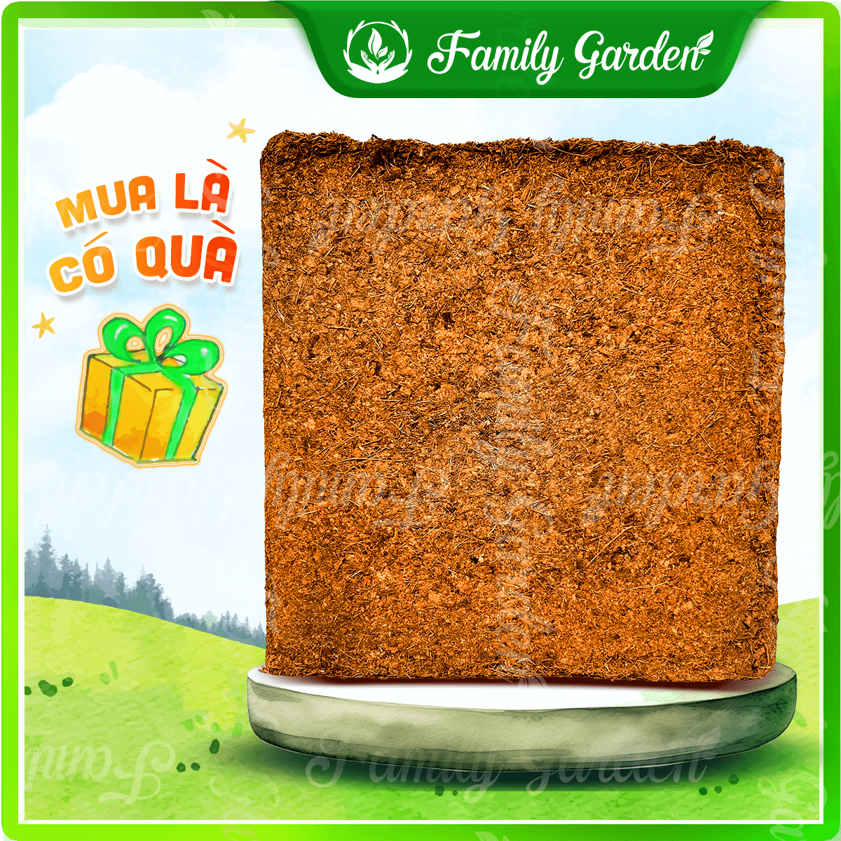 Viên nén xơ mụn dừa 5Kg đã qua xử lý - Giá thể trồng cây chất lượng cao | Độc quyền Family Garden