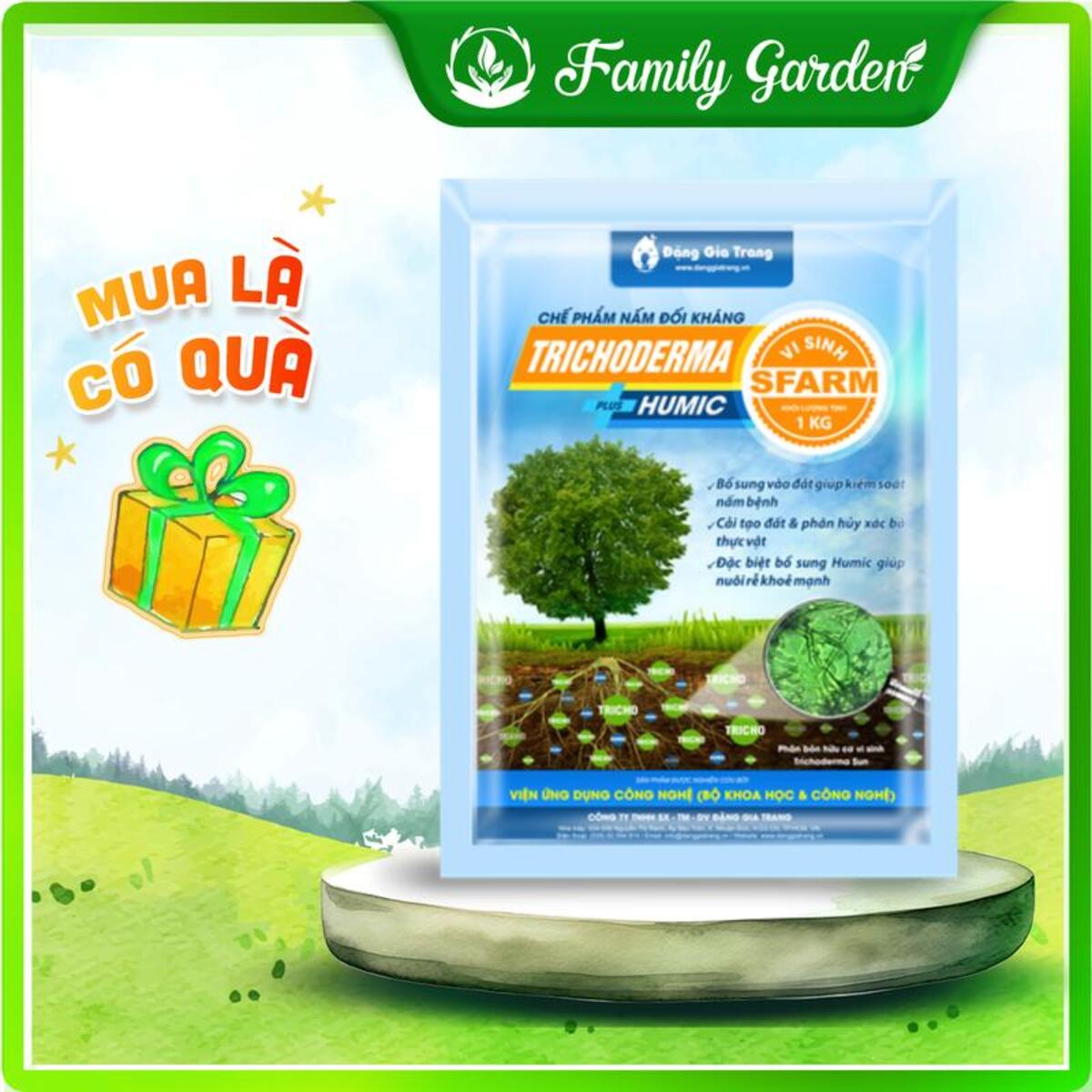 Túi 1Kg chế phẩm nấm đối kháng TRICHODERMA SFARM - Độc quyền Family Garden