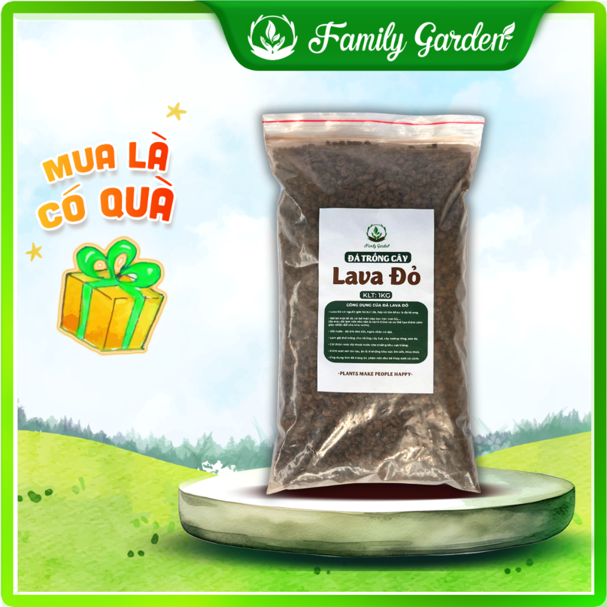 Túi 1kg đá nham thạch lava đỏ - Độc quyền Family Garden
