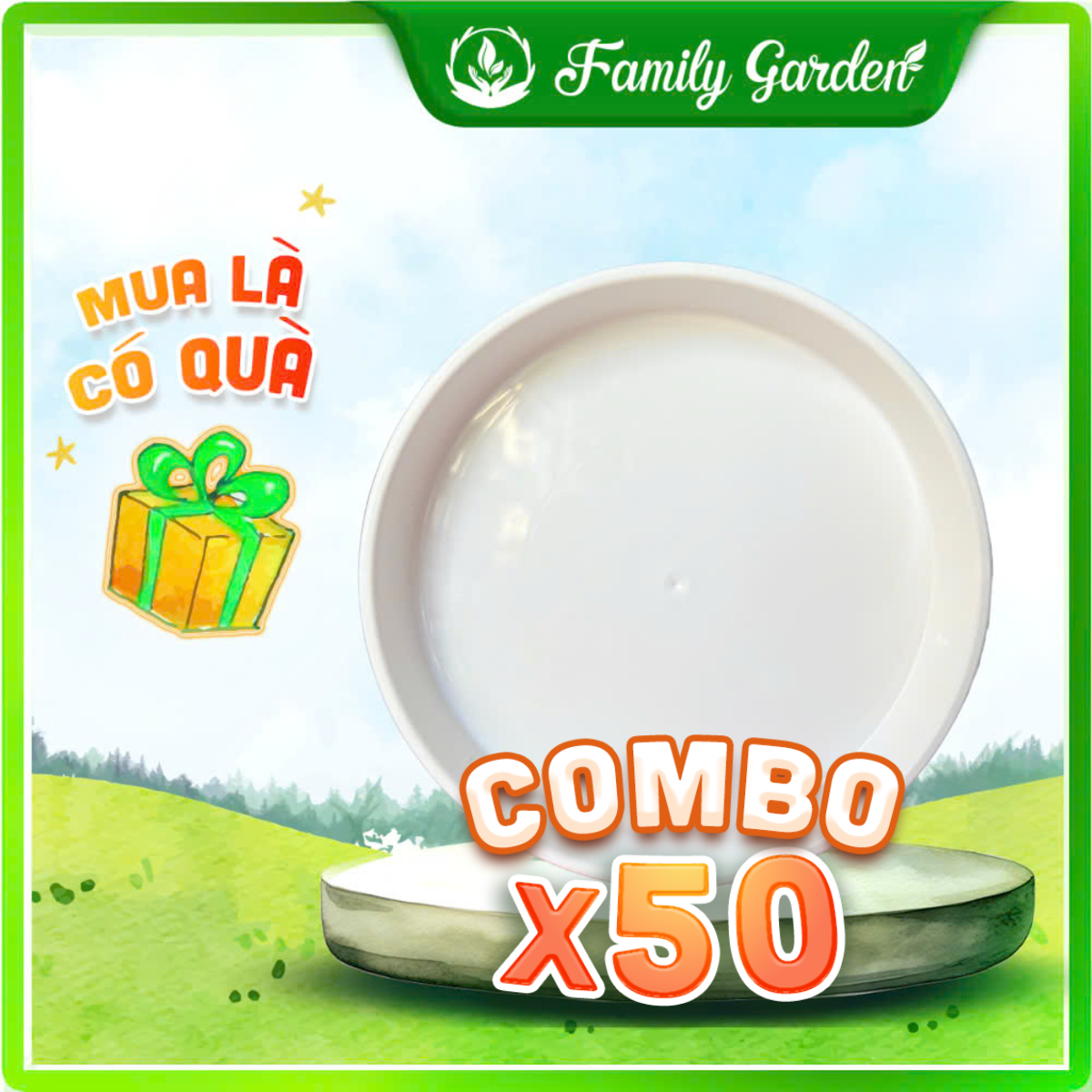 Combo 50 dĩa nhựa trắng lót chậu Thakico | Độc quyền Family Garden