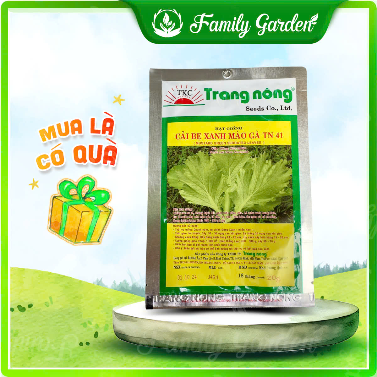 Hạt giống cải bẹ xanh mào gà TN 41 - Độc quyền Family Garden