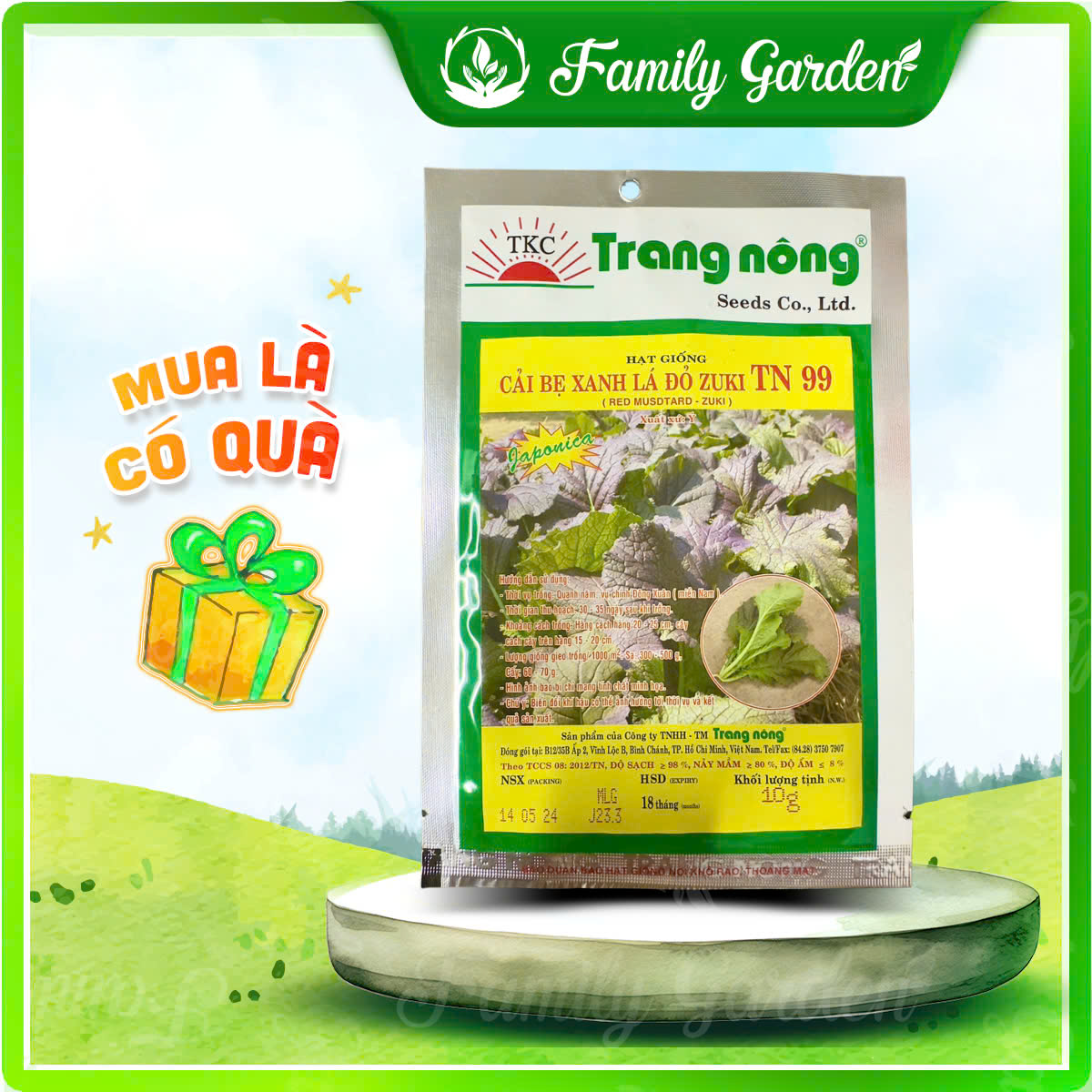 Hạt giống cải bẹ xanh lá đỏ Zuki TN 99 - Độc quyền Family Garden