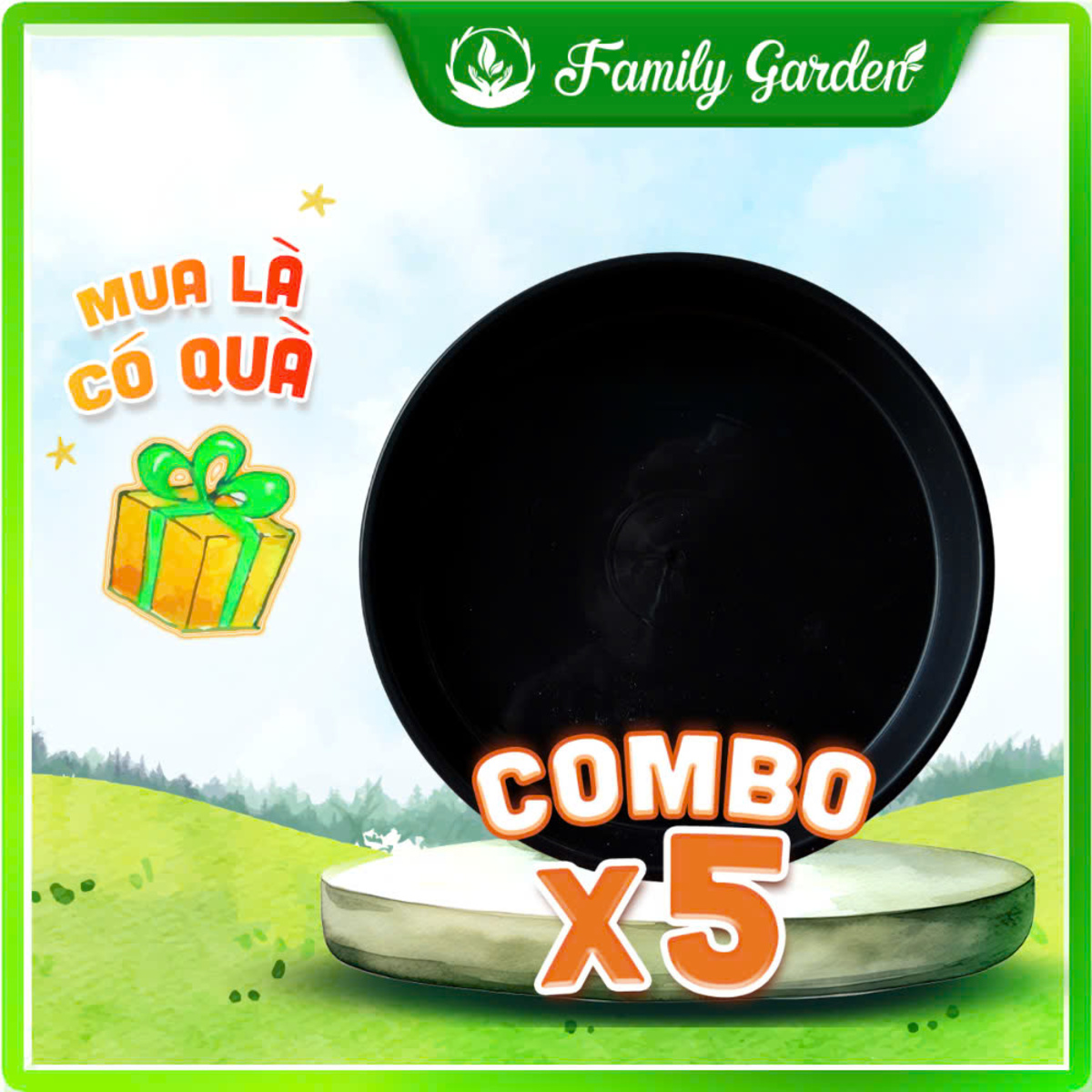 Combo 5 dĩa nhựa đen lót chậu Thakico - Đa dạng kích thước | Độc quyền Family Garden